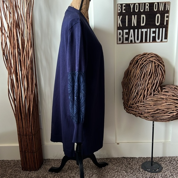 Chloe & Jasmine Navy Lace Sleeve Cardigan Sweater - Picture 5 of 10